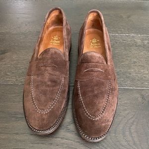 Alden Mens suede brown loafers size 10